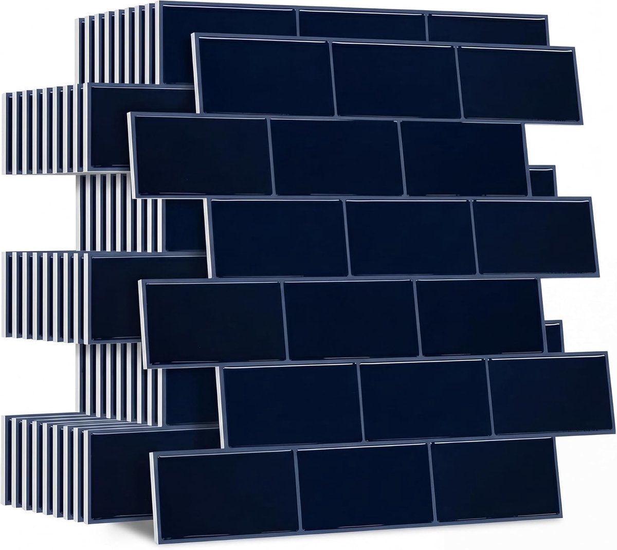 tegels voor de keuken: dikkere zelfklevende spatwand voor de badkamer - 3D opplak spatwand subway backsplash voor bad - muurstickers tegelstickers metro vierkant, 10 vellen