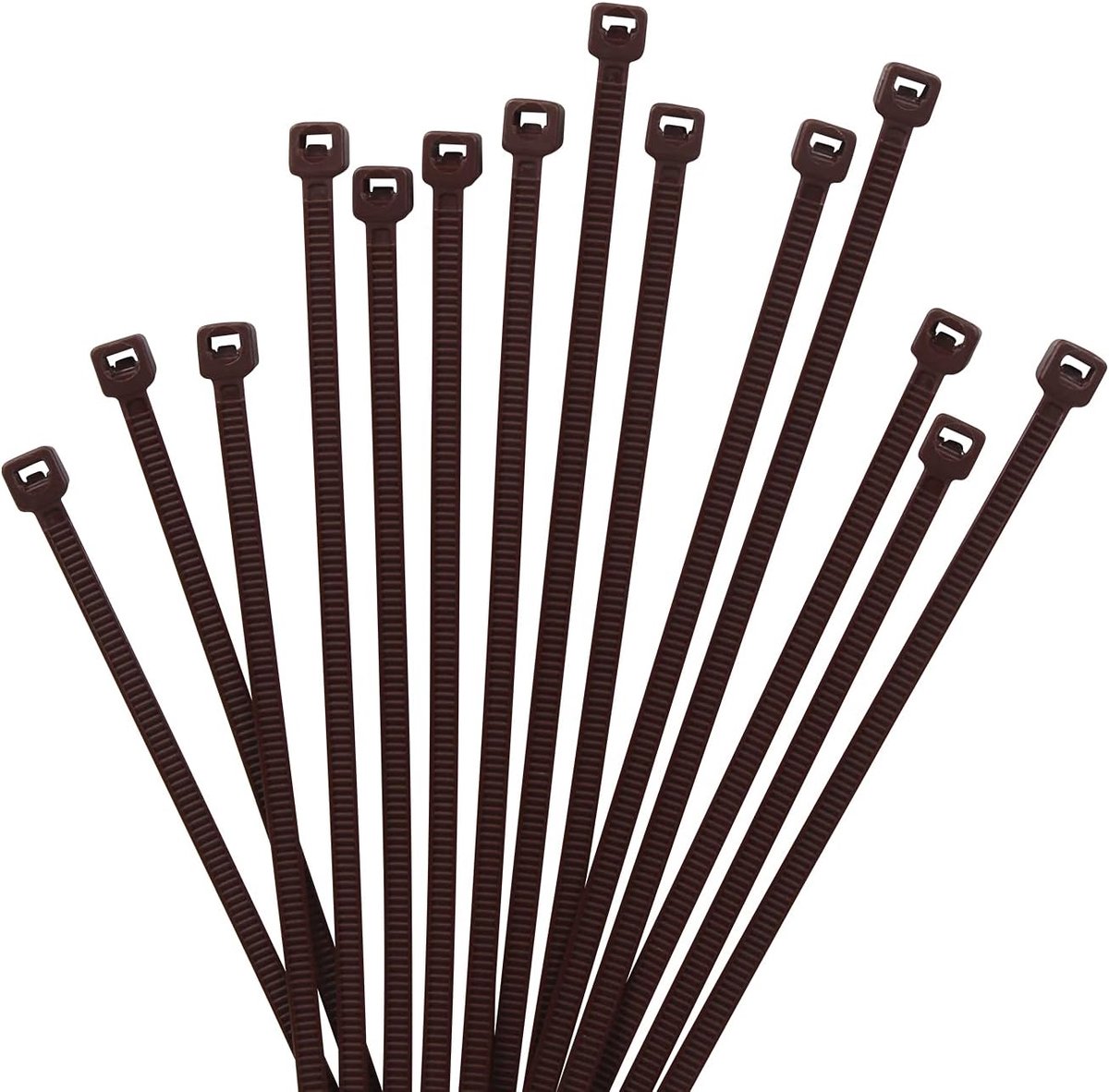 1000 stuks kabelritsbanden, premium nylon plastic draadbanden met 18 pond sterkte, zelfsluitende zwarte nylon ritsbanden voor binnen en buiten (8 inch, bruin)