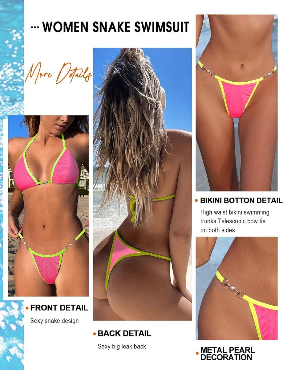 Zwempak voor dames, driehoekige bikini, sexy haltertop, tweedelige