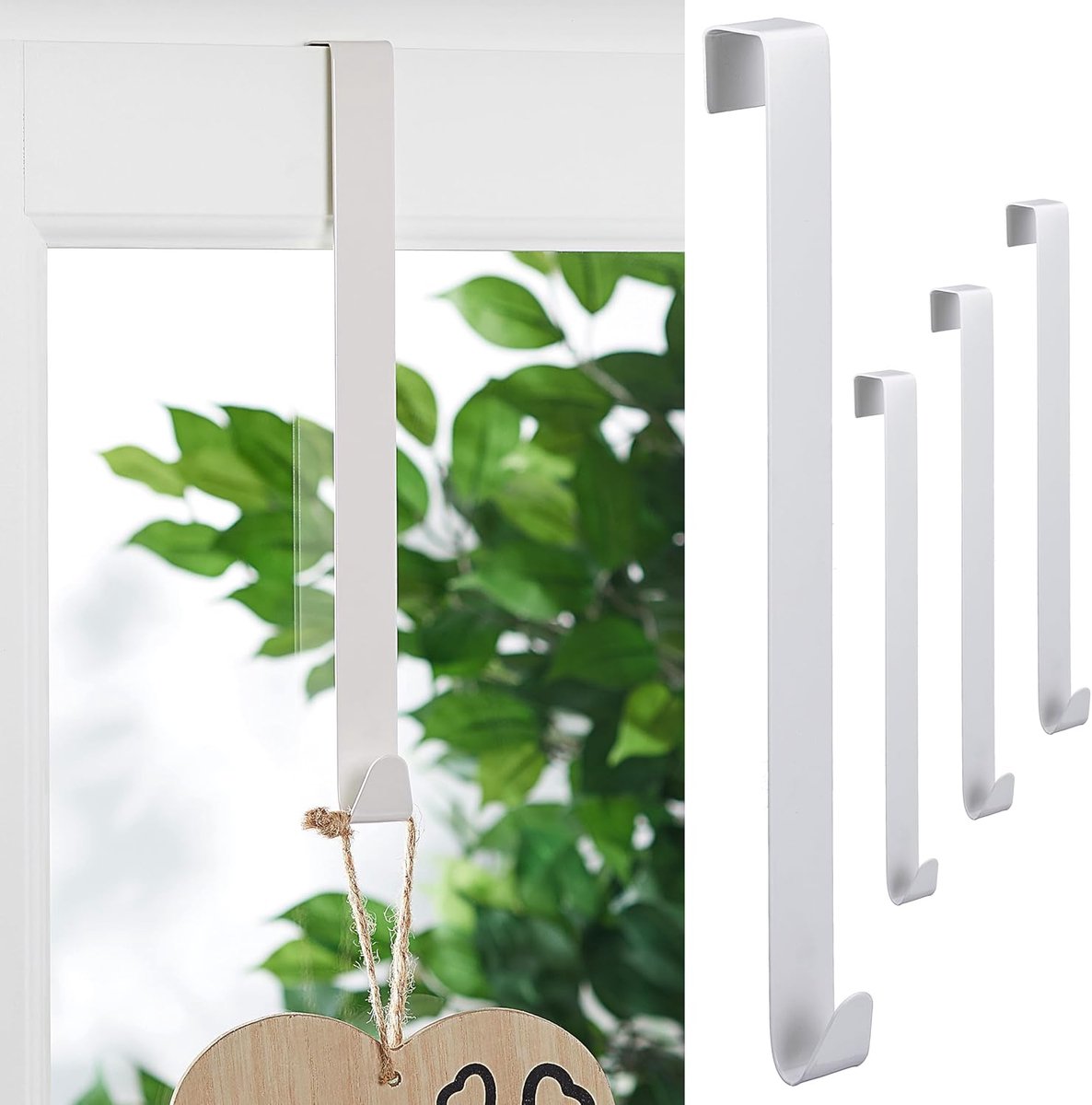 Set van 4 deur- en raamhaken om op te hangen in wit decoratieve haken kledinghaken deurhangers