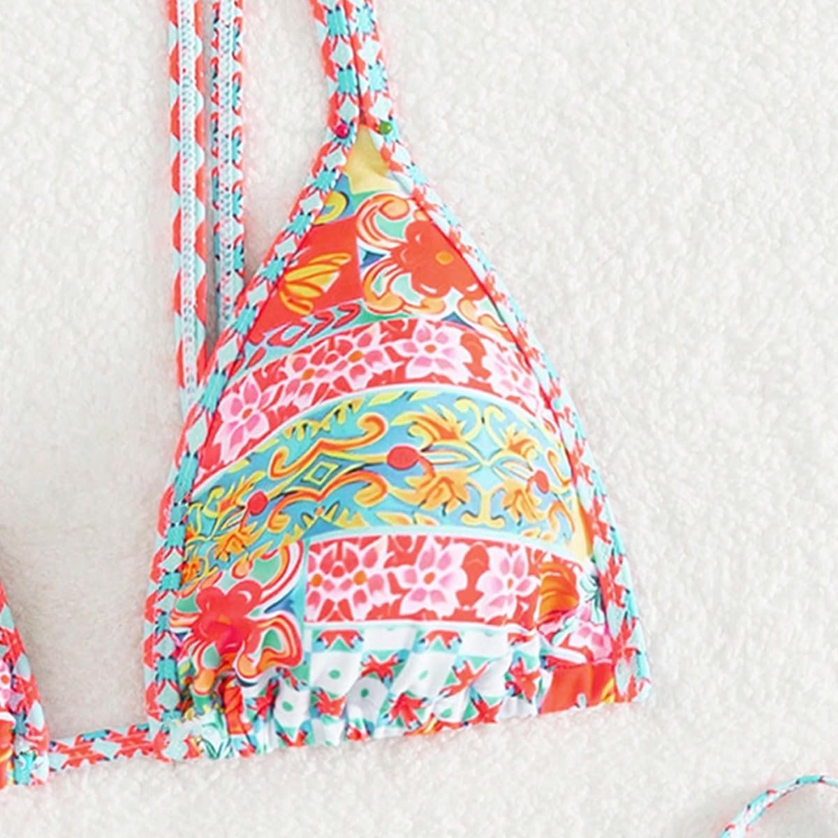 Triangl Bikini 2 Stuk Bloemen Patroon Hoge Taille Bikini Sets