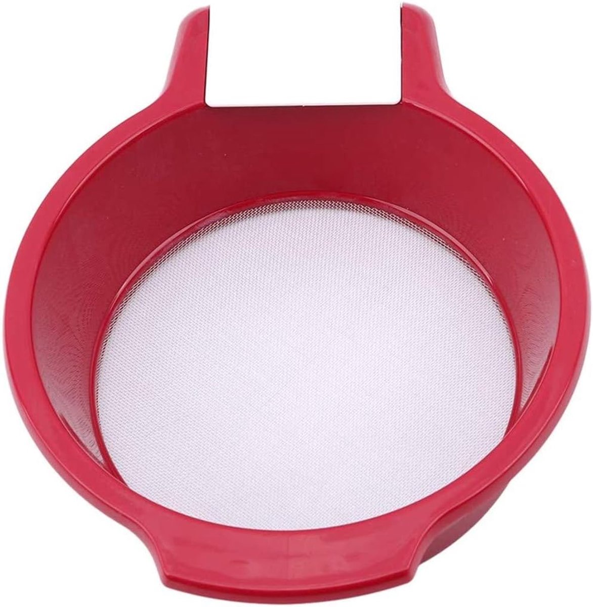 Roestvrijstalen gaaszeef, 20 x 17 x 5 cm, rood, inclusief gratis schraper