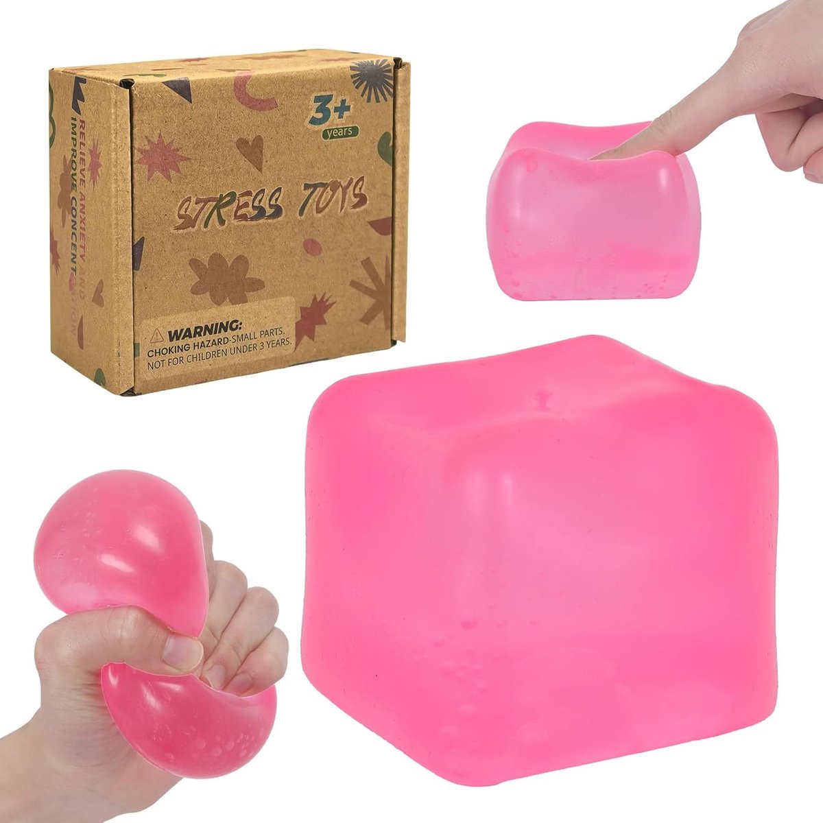 Knijpspeelgoed Bal – Zachte Squishy Stressbal, Anti Stress Speelgoed voor Kinderen en Volwassenen (Pink)