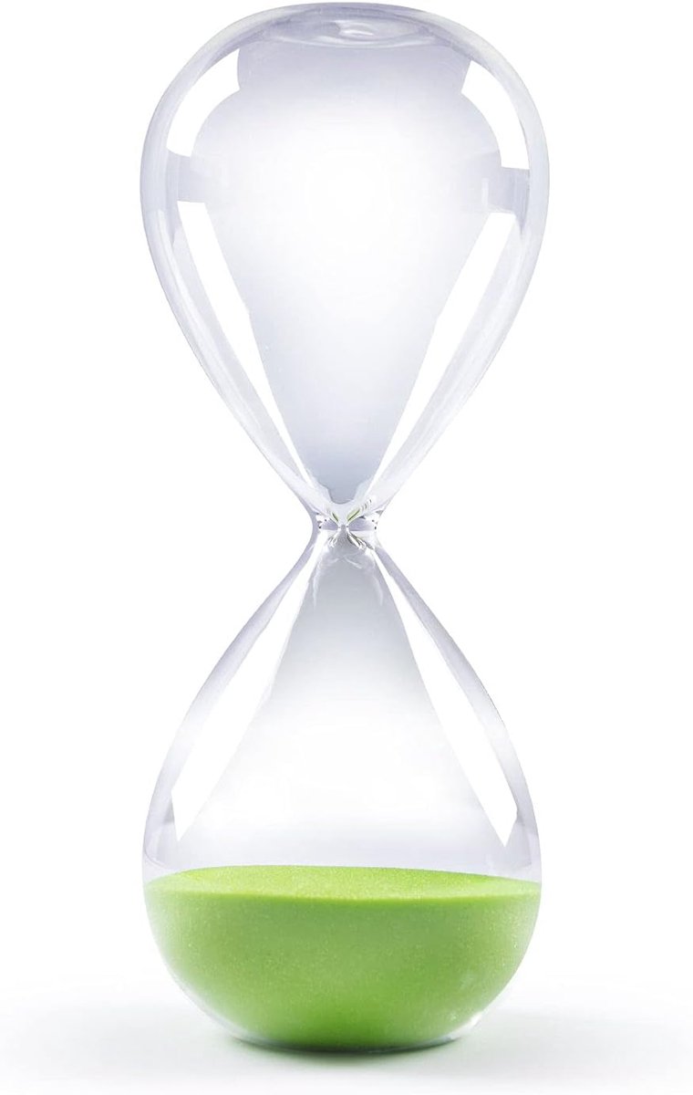 30 minuten, groene zandloper met zandloper, keukentimer, geïnspireerd glas, voor thuis, kantoor, bureau, decoratie