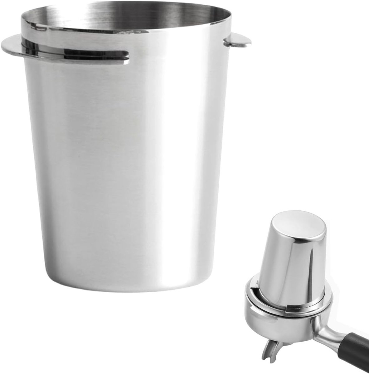 54mm Dispenserbeker voor Koffie, Barista Accessoires voor Espresso, RVS Koffiebeker voor Porta Filter, Ideaal voor Thuis en Café Gebruik