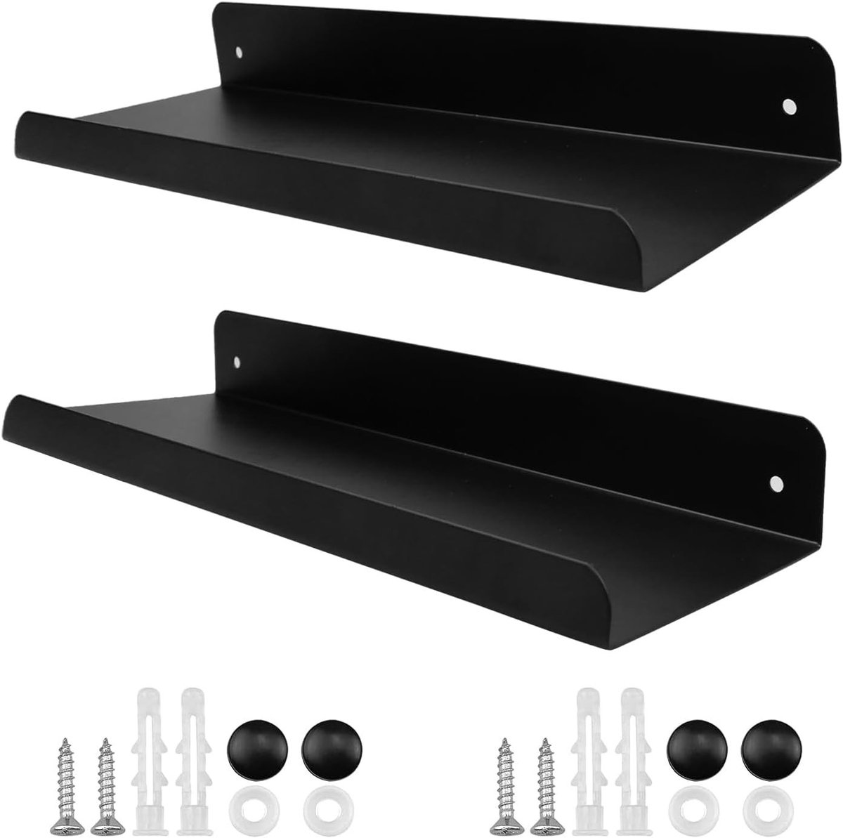 Zwarte Wandplank Set van 2 - Drijvende Planken voor Opslag en Decoratie met Diverse Indelingen (28x11cm)