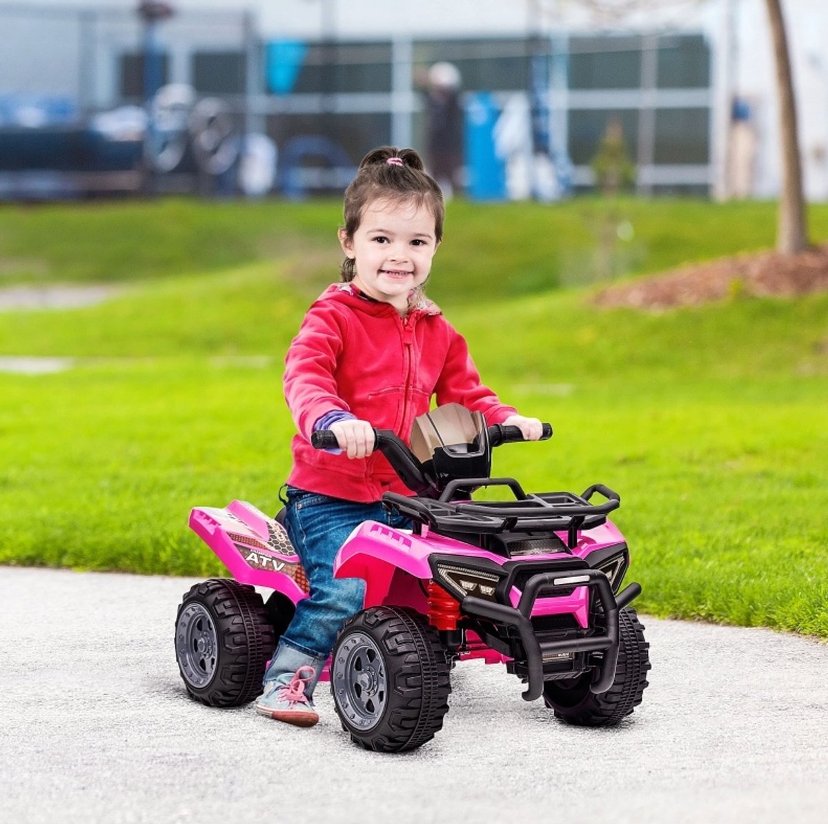 COVREO Kinder elektrische quad 70 x 42 x 45 cm, pink, met muziek en vooruitfunctie