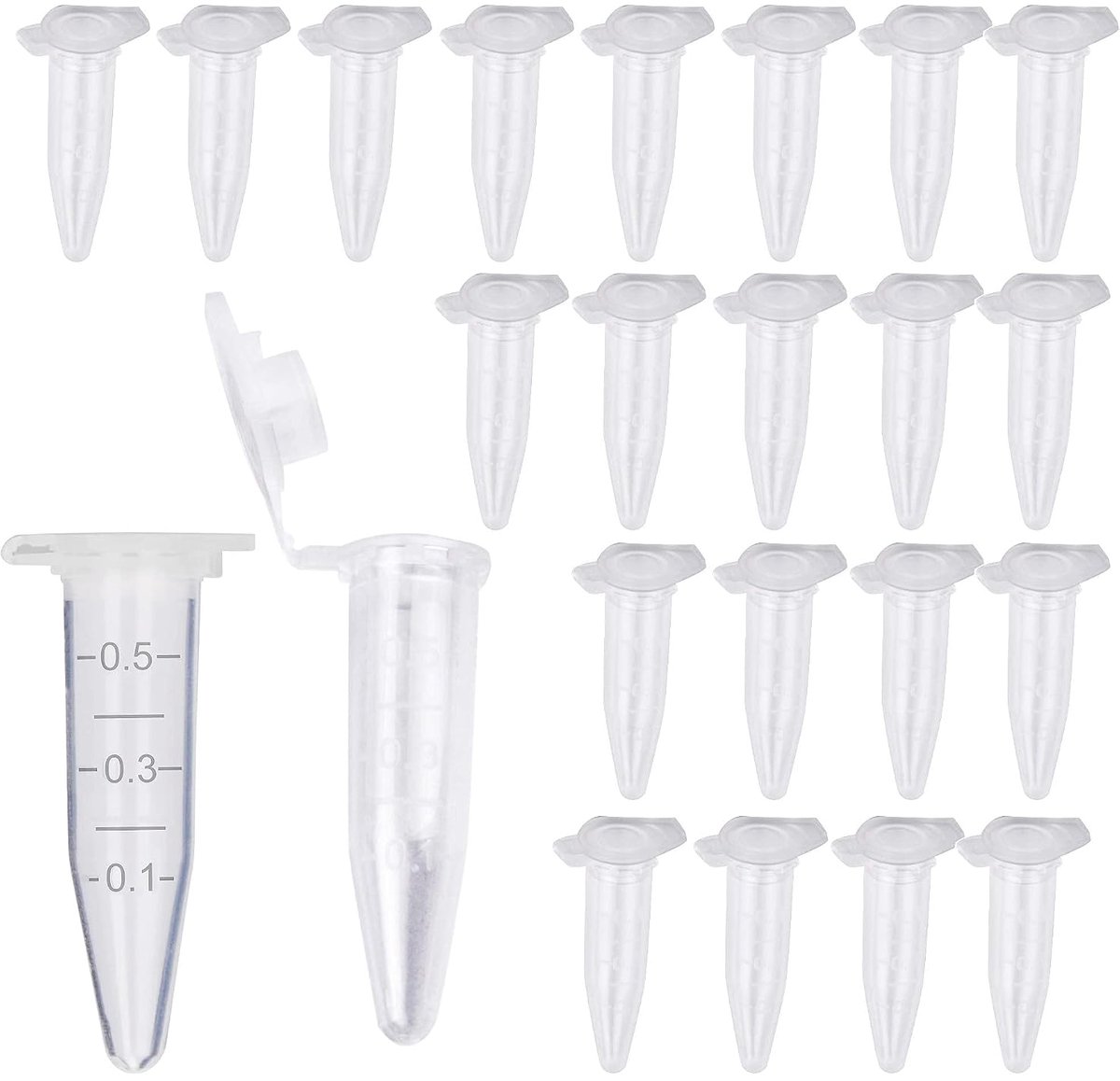 Microcentrifuge tubes 0.5 ml - transparant kunststof - kliksluiting - veilig voor monsteropslag - ShopVlot