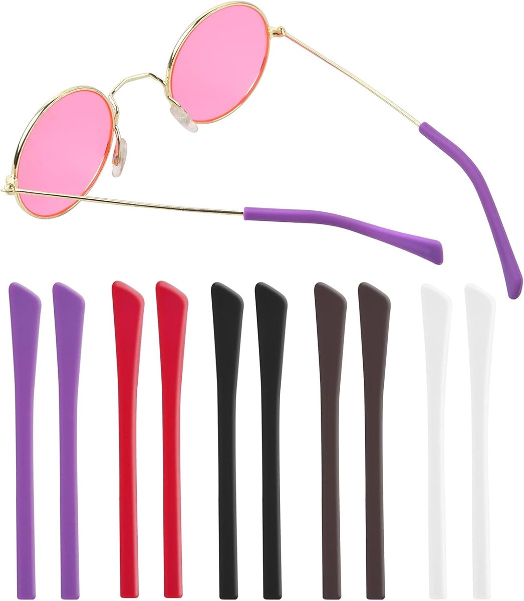 SnelShoppen - Glass Temple Endpunten 5 Pairs Kleurrijke Ogenbril Eindstukken Zachte Non-Slip Silicone Ogenbril Leg Tips Vervangaccessoires voor Dunne