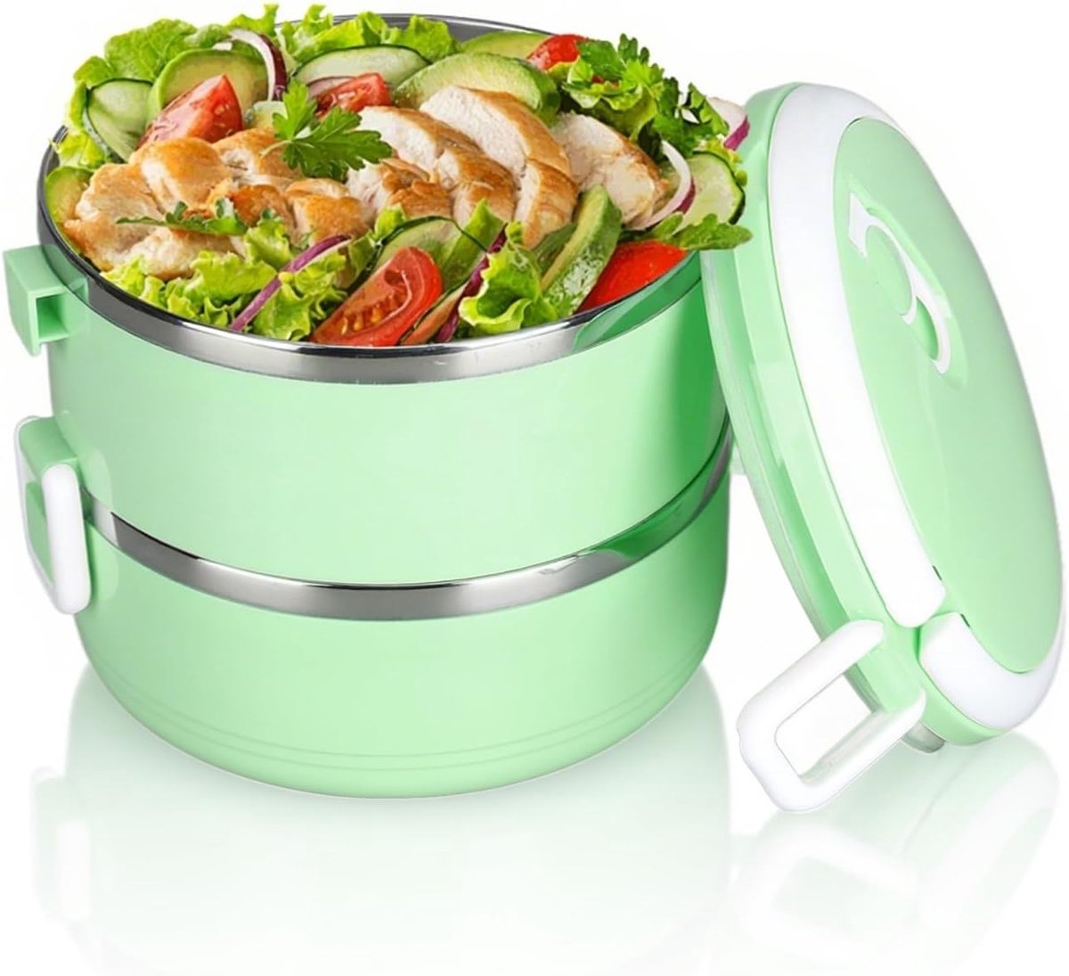 SnelShoppen - Thermo Lunch Box 1000ml - 304 RVS, Stapelbare, Draagbare Vacuüm Bento Box, Lekvrije en Luchtdichte Lunchbox voor Volwassenen en Kinderen