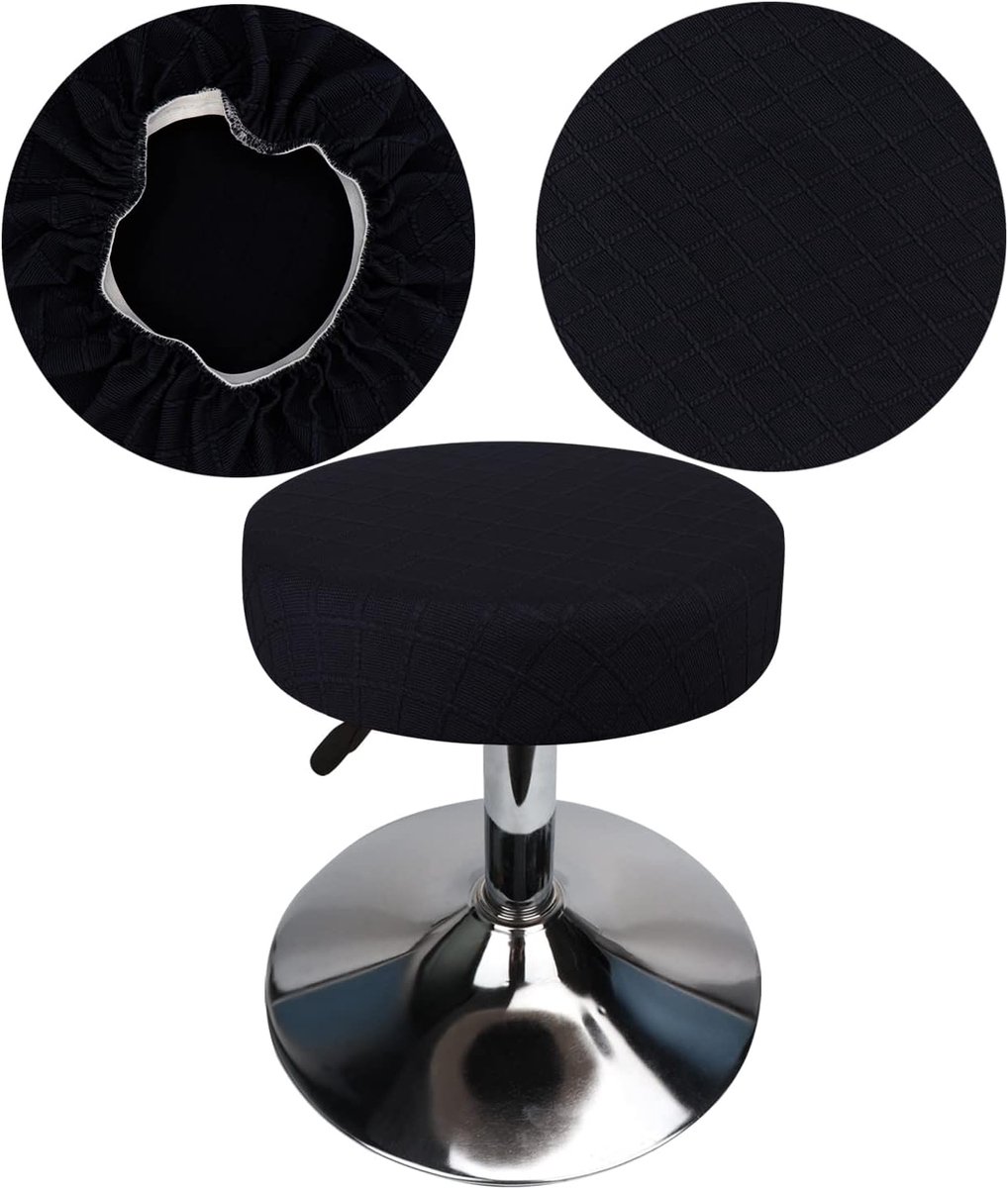 Krukhoezen Ronde Diameter 30-40 cm - Elastisch Zwart - Kreukvrij en Wasbaar - Bescherming voor Barkrukken - SnelShoppen