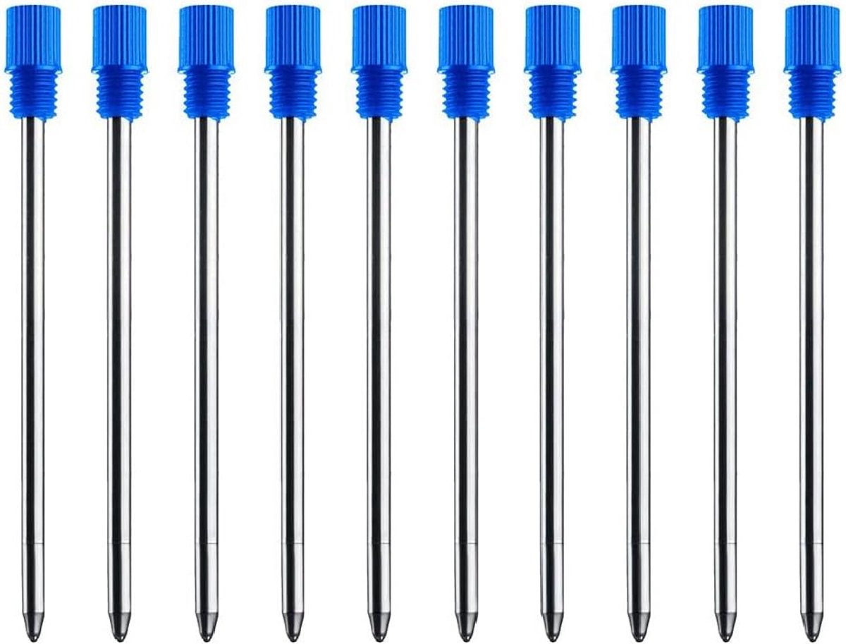 SnelShoppen - 10 X Vervangbare Balpen Navullingen 0.7mm Blauw Inkt Bullet Tip Voor Glad Schrijven, School en Kantoor Benodigdheden