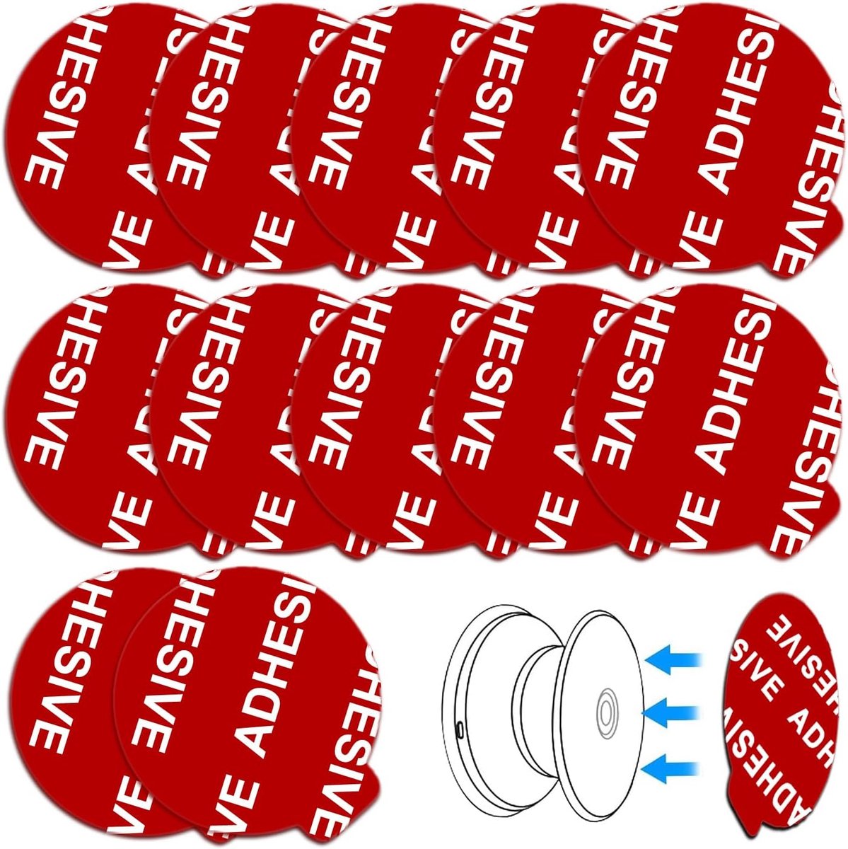 SnelShoppen - 12 Pack 3M Sticky Adhesive VHB Sticker Pads - Zelfklevende Vervangingspads voor Foldable Grip & Stand - Sterke Hechting, 3.5 cm, Zwart -