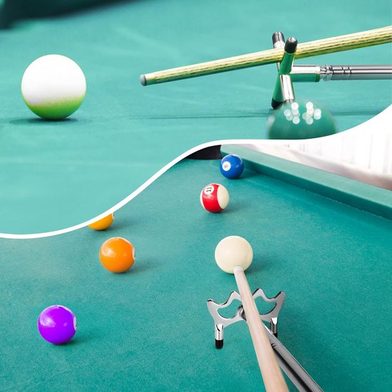 SnelShoppen - Opvouwbare Biljartkeu met 3 Verwijderbare Messing Steunkoppen, Steunhouder, Biljartaccessoires voor Biljarttafel en Snooker Spel van Snelshoppen — afbeelding 2