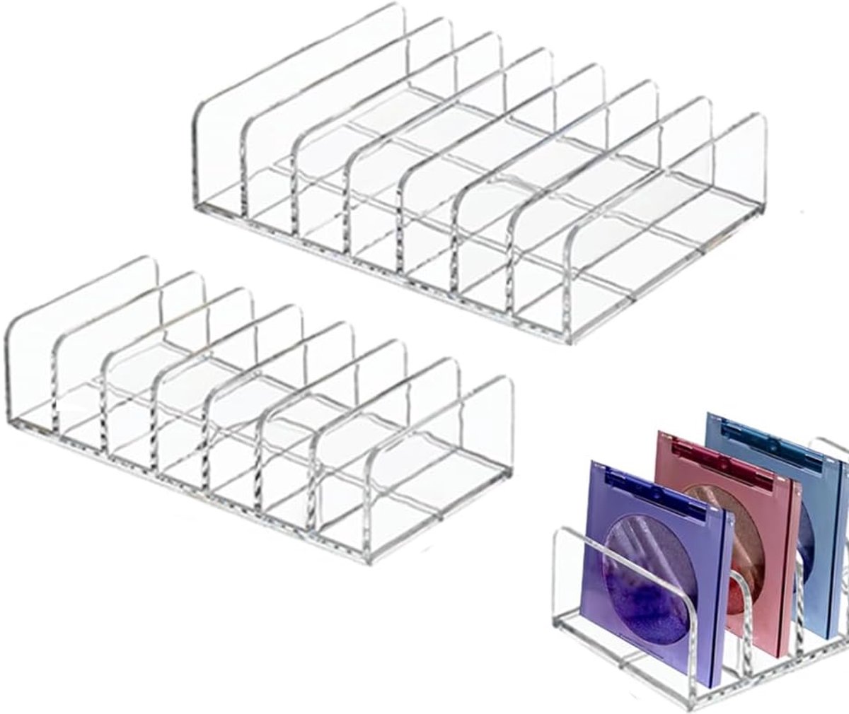 Oogschaduw organiser set - 2 maten - transparant kunststof - handige opbergruimte - ShopVlot