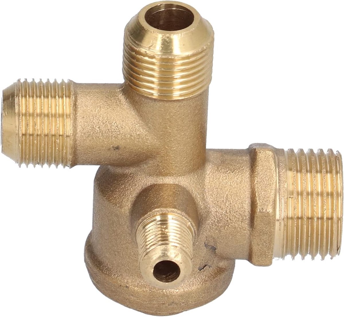 SnelShoppen - Vervangende Terugslagklep Messing 4-Weg Dubbele Buizen Pneumatische Luchtcompressor Mannelijk Gewonden 10x16x16x20.5mm