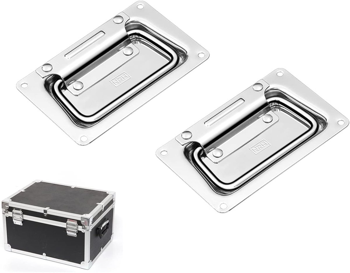 2Pcs Lifting Box Handle Folding Handle Metal Chest Handle Tool Box Handle Spring Loaded Box Handle Chest Ring Pull - ShopVlot