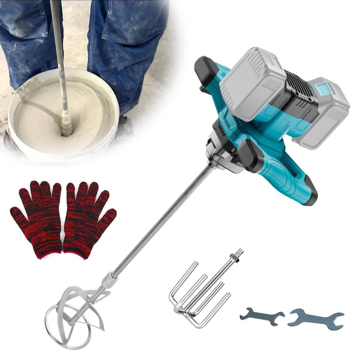 Cement mixer 3100W - brushless motor - ergonomisch design - ideaal voor verf en cement - SnelShoppen
