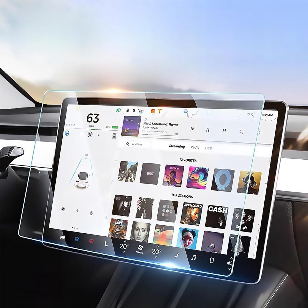 TTCR-II Tempered Screen Protector Compatible with Tesla Model Y (2024-2020), Tempered Film Model 3 (2023-2017) - ShopVlot