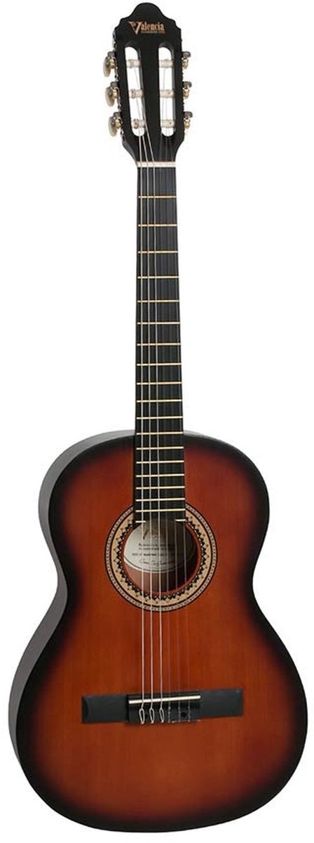 Valencia VC203HCSB Hybrid Neck Klassieke Gitaar 3/4 Brown Sunburst Satin