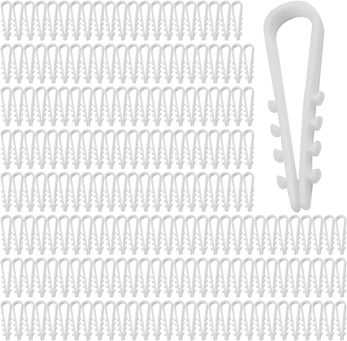 SnelShoppen - Pack van 100 U-vormige Nylon Plugklemmen, Steekklemmen, Kabelklem 3-13 mm, Wit, Perfect voor Kabelbevestiging, Tuin, Klussen, Projecten