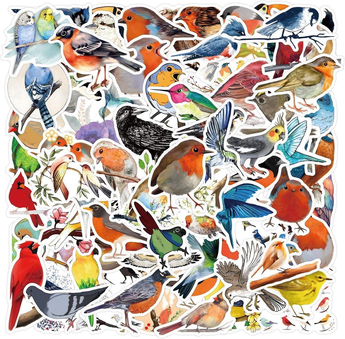 Kleurrijke vogelstickers, 100 stuks, voor laptop, fiets, skateboard, waterkoker, bagage, dagboek, notitieboek, helm - ShopVlot