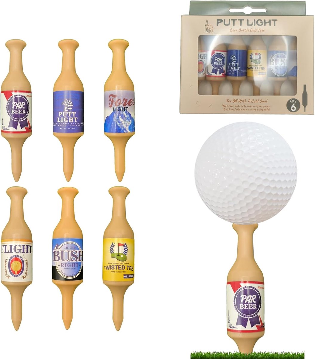 SnelShoppen - Golf Tea Bierfles Vorm Grappige Golf Tee van Duurzaam Plastic voor Mannen en Vaders, 9 cm Hoog, Perfect voor Golfen en Feestjes