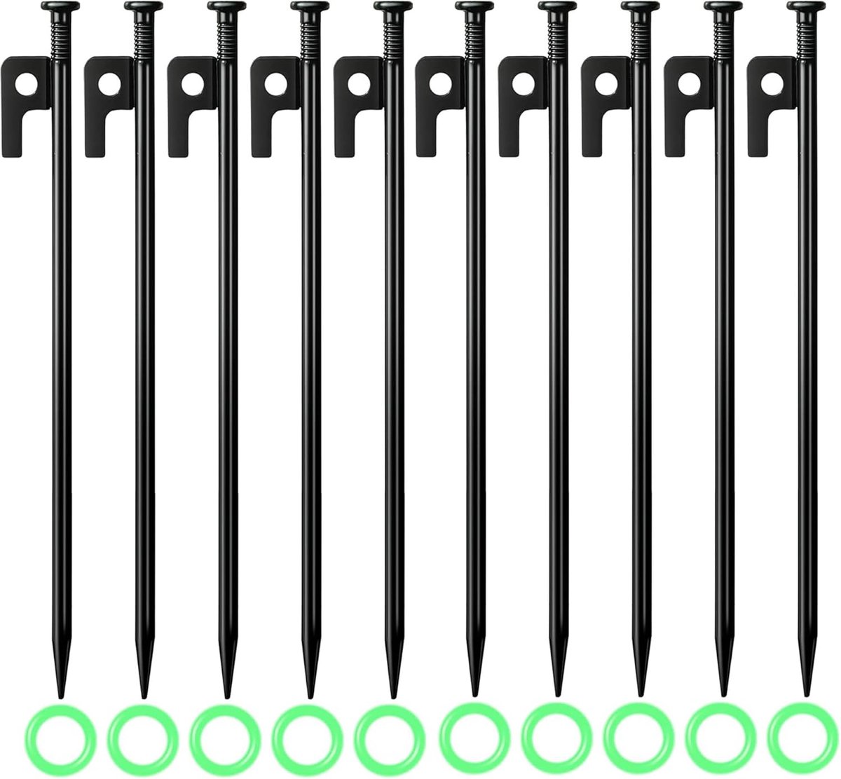 SnelShoppen - Pack van 10 Grondankers, Grondanker 30 cm, Stevige Metalen Haringen, Tent Haringen, Stormbestendig voor Buiten Kamperen, Outdoor, Wandel