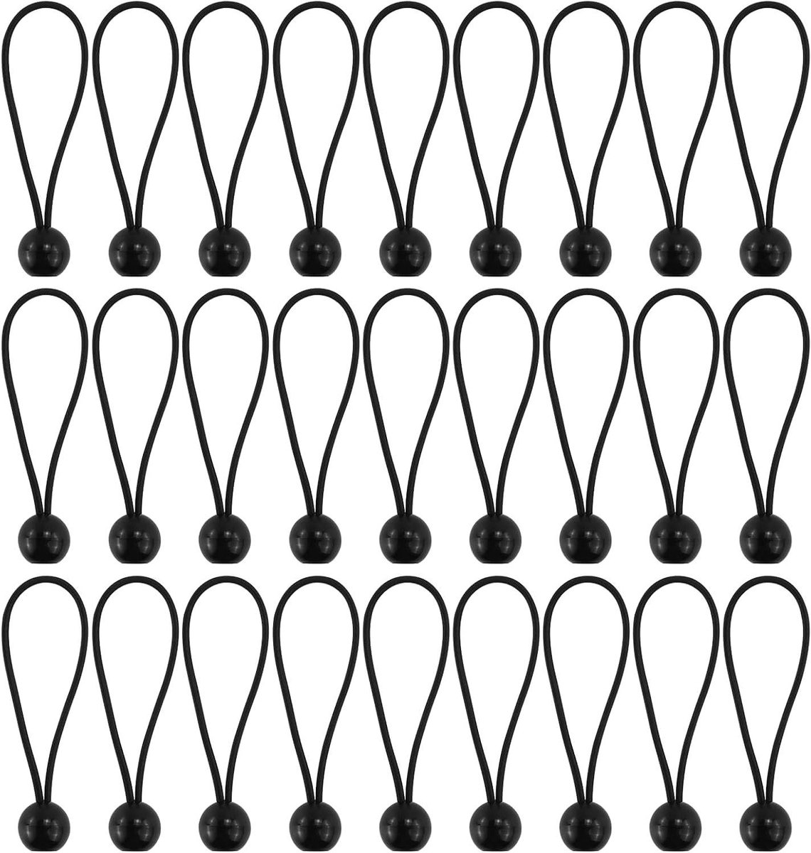 Kogelspanners Set - Elastische Koorden - Dekzeil Bevestigen - Hoge Taaiheid - 27 Stuks - Zwart