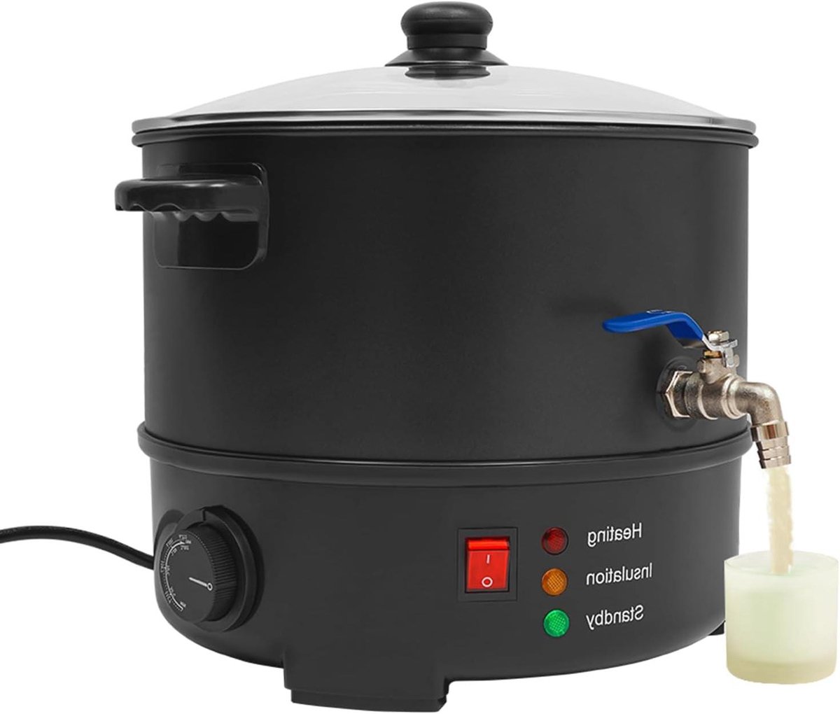Wax Smeltkroes - Kaarsen Smelter - Kaarsen Maken - Non-stick Coating - 8 L - Zwart