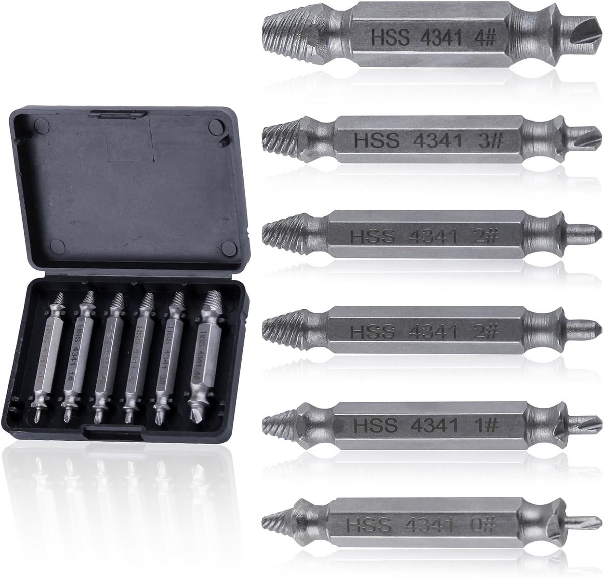 6-delige Set voor het Verwijderen van Beschadigde Schroeven en Moeren - Effectieve Extractor Kit voor Stripped Schroeven en Bouten