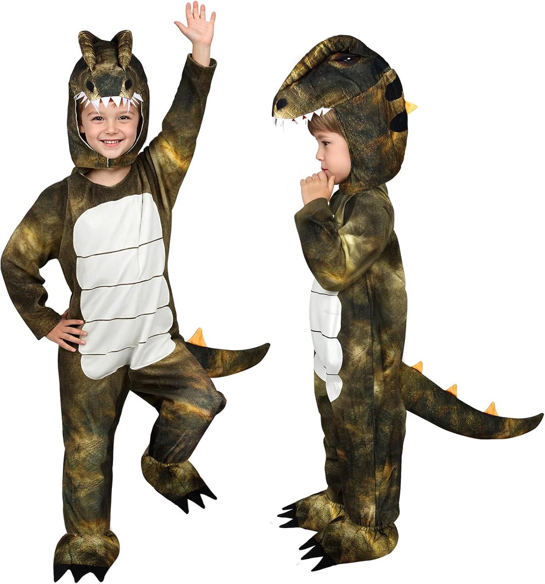 dinosauruskostuum voor kinderen, morph dino-kostuum voor kinderen, dinosaurus-overall voor Halloween, carnaval, rollenspel