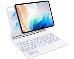 hoes met toetsenbord voor iPad 11 A16 2025/10 10,9" 2022, Magisch toetsenbord met touchpad, achtergrondverlichting Magic Keyboard Case (Wit)