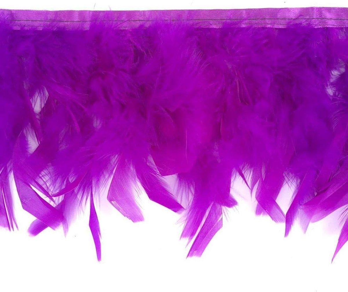 Kalkoenveren Trim Fringe voor Feest Trouwjurk Naaien Ambachten Kostuums Decoratie Pack van 2 Yards (Paars)