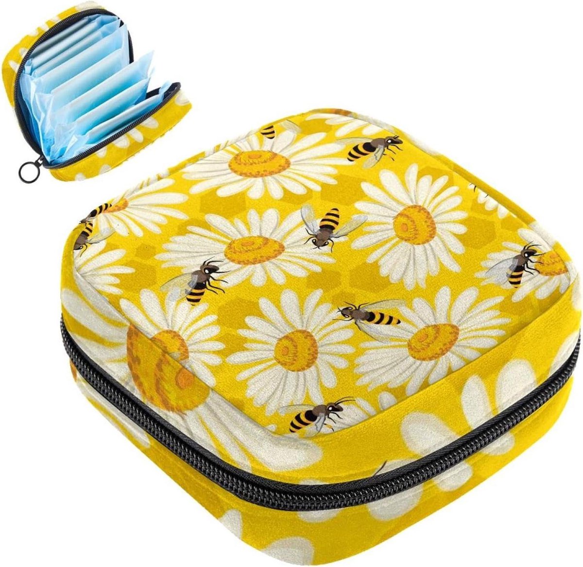 Maandverband Opbergtas - Menstruatie Pad Zakje - Persoonlijke Hygiëne - Privacy Beschermend Ontwerp - 12x17x17 cm - Blauw