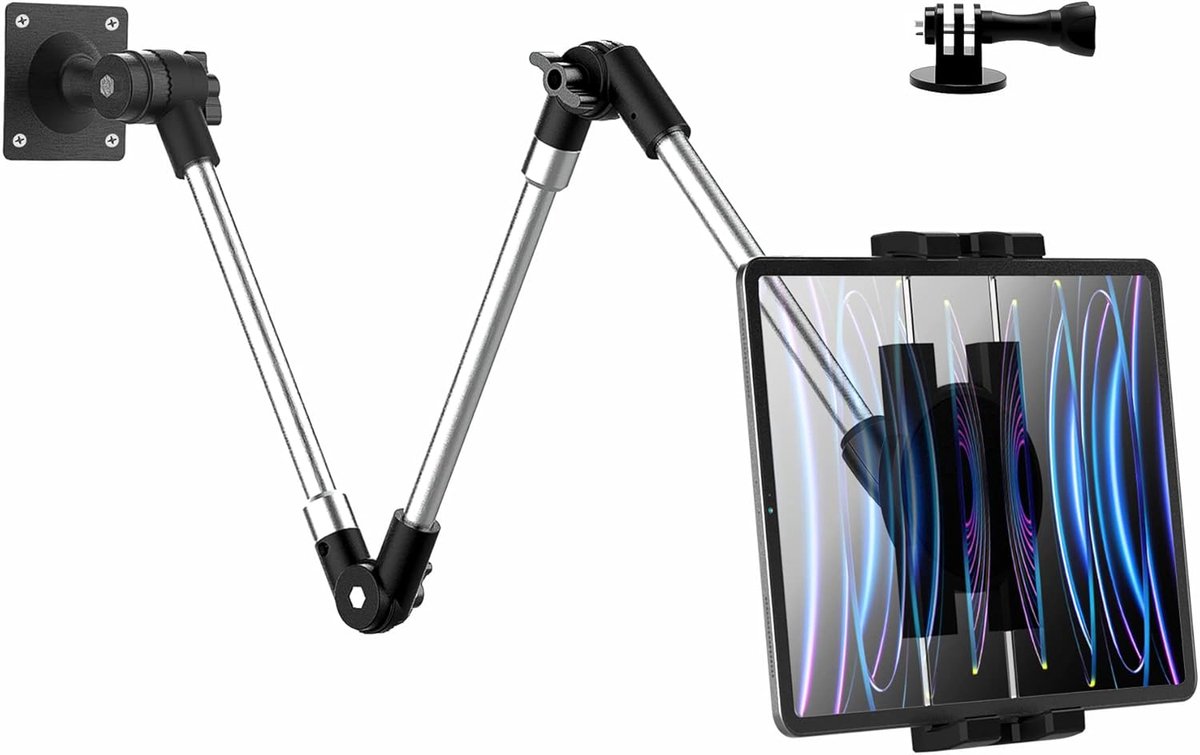 Lange Arm Muur Tablet Houder Bed, woleyi Verstelbare Tablet Muurbevestiging met Opvouwbare Arm [95cm] voor iPad Pro Air Mini, Galaxy, Surface, Telefoon, 4-12.9"