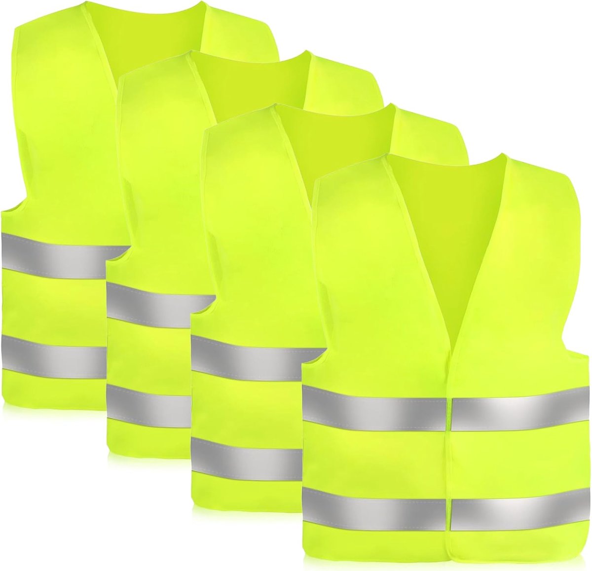 Veiligheidsvesten auto 4 stuks - Universele maat - 360° reflecterende strepen - Voor automobilisten en chauffeurs - ShopVlot
