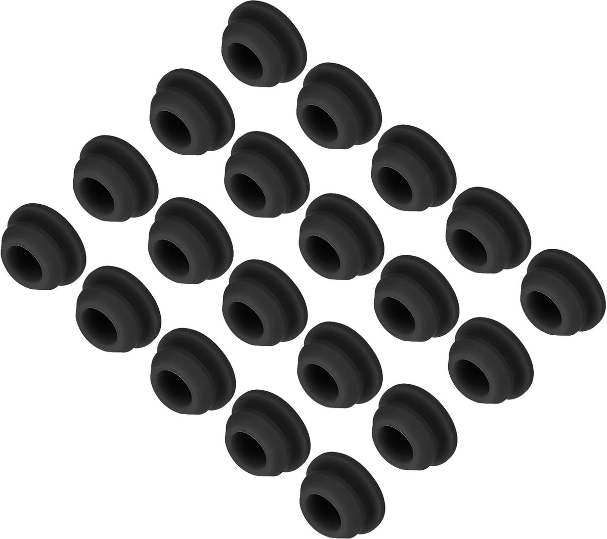 20 stuks gatstoppen van siliconen, montage diameter 9,5 mm, smalle groefbreedte 2 mm, ronde afdekking voor kabeldoorvoer, keuken, zwarte afdichting