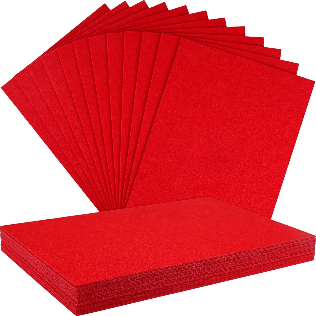 - Viltvellen 2 mm dik (12 stuks) - rood hard vilt voor knutselen, patchwork en naaien