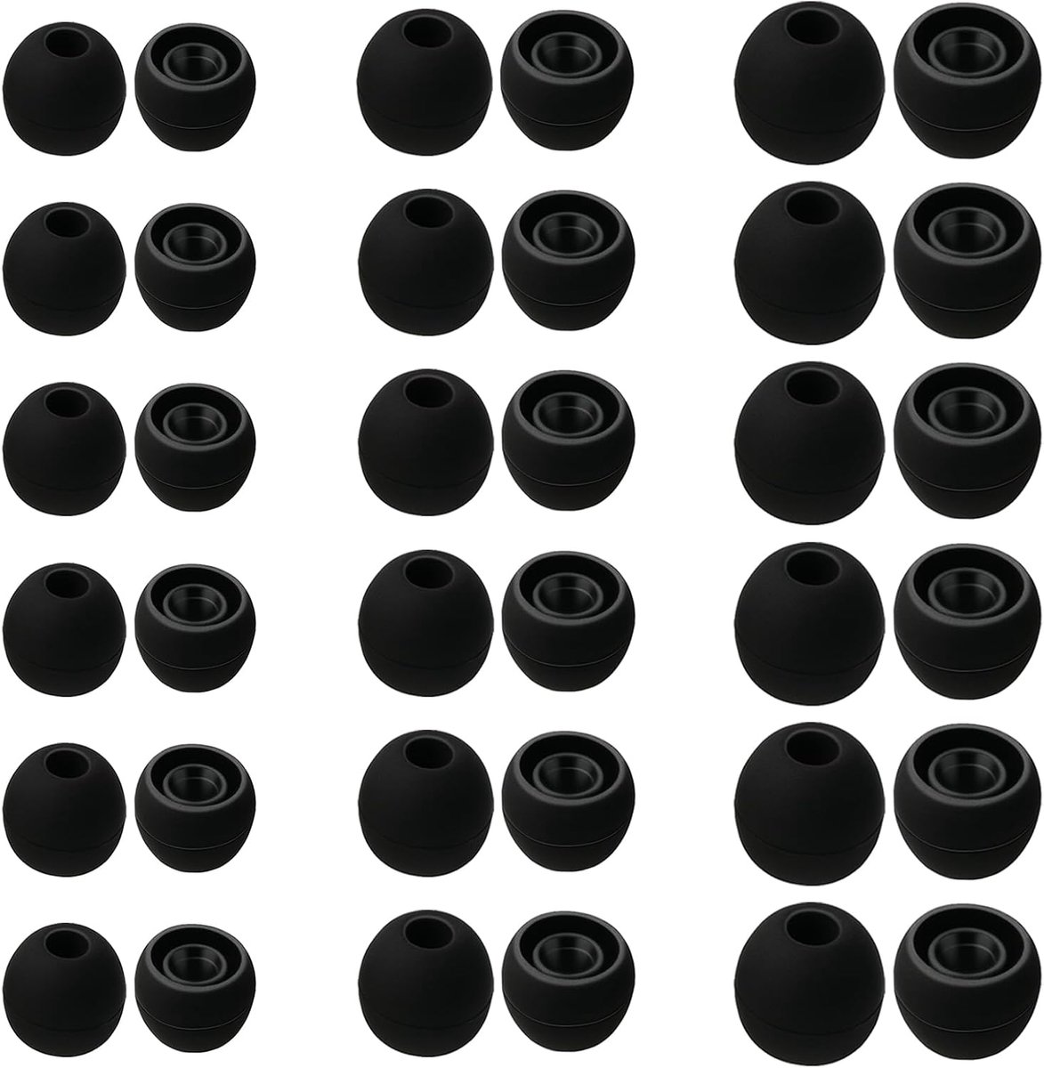 SnelShoppen - 36 Stuks/18 Paar Siliconen Vervangende Oordopjes, 0.551/0.472/10mm Hoofdtelefoon Oordoppen | Oorkussens Zwart 3 Maten, Geschikt voor de