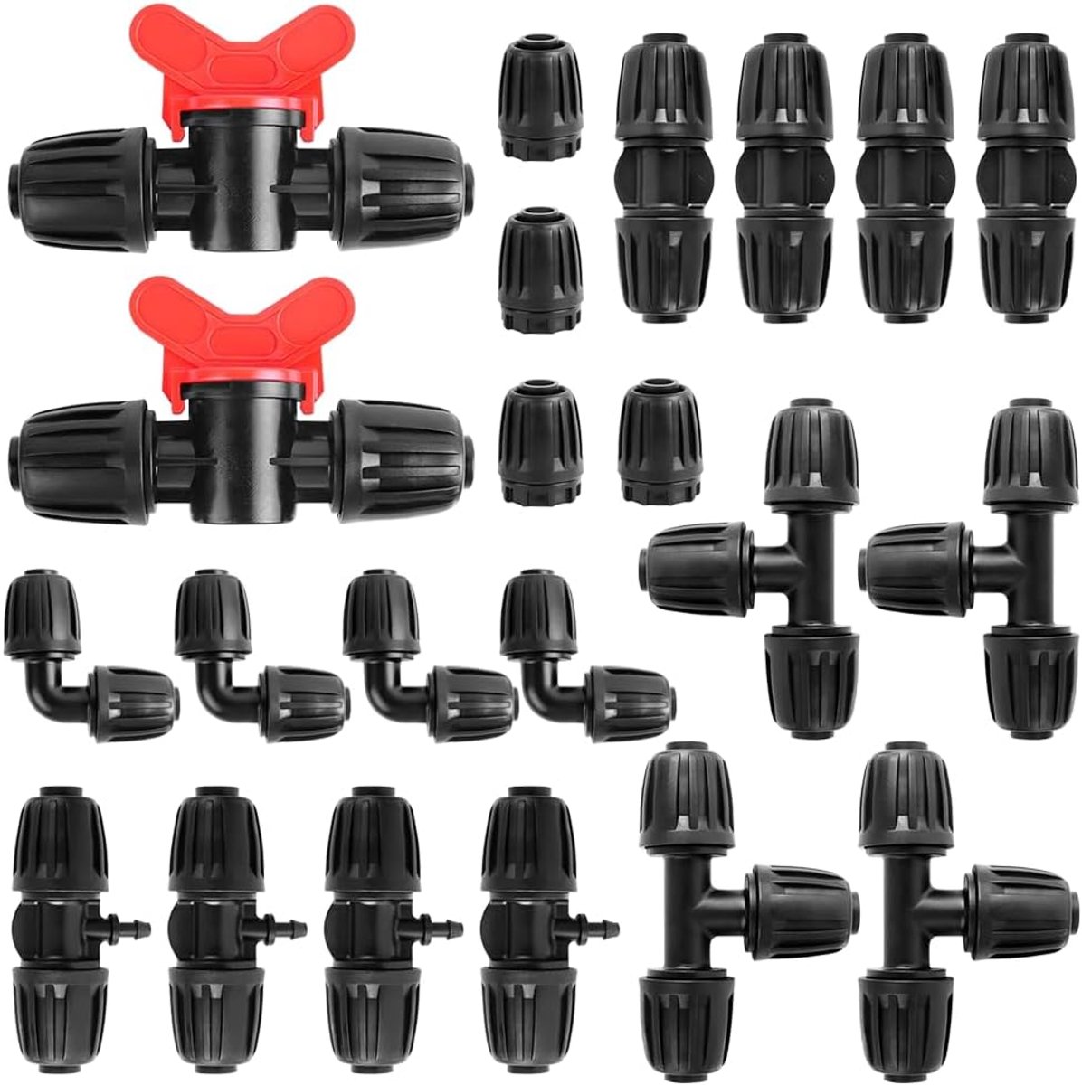 set van 22 stuks besproeiingsfittingen, 1/2" druppelslangen, 13/16 mm barbed-tuinslangkoppelingen, microdruppelkoppelingen, slangen, tuinbesproeiing, barbed-aansluiting, besproeiingssysteem