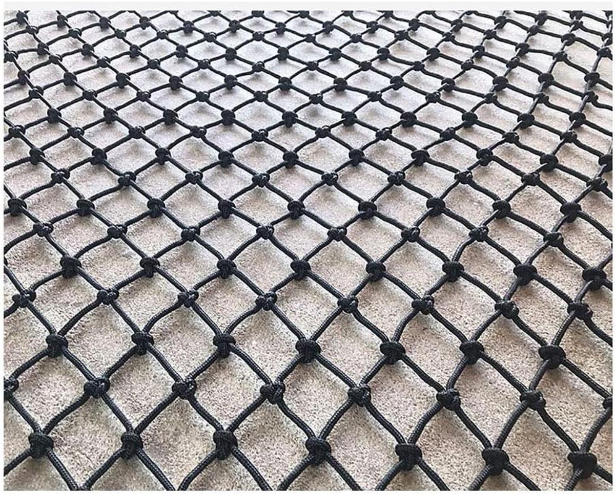 Veiligheidsnet Balustrade - Valbeveiliging Net - Kinderen en huisdieren beschermen - Handgeweven met dik touw - 2x4 meter - Zwart