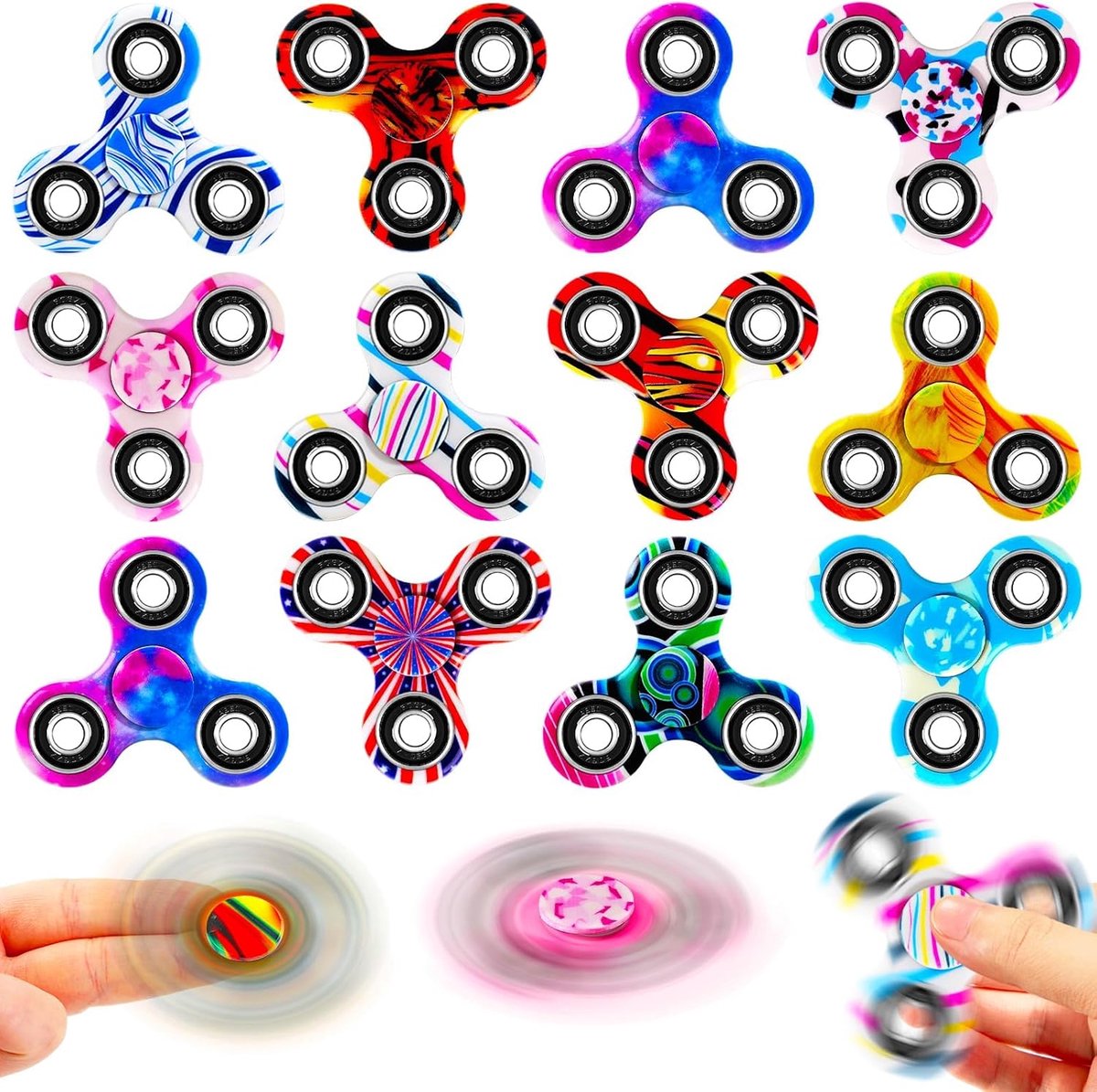 12 stuks fidget-spinners, anti-stressontlasting speelgoed, fidget-speelgoed voor kinderen en volwassenen, paasvingerspeelgoed met lagerfocus, fidget restless, kleurrijke handspinner