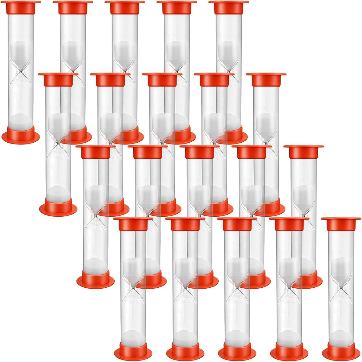 20 stuks zandlopers, 1 minuut, set rode zandlopers voor kinderen, plastic zandlopers, voor school, leren, tandenpoetsen, spel thuis