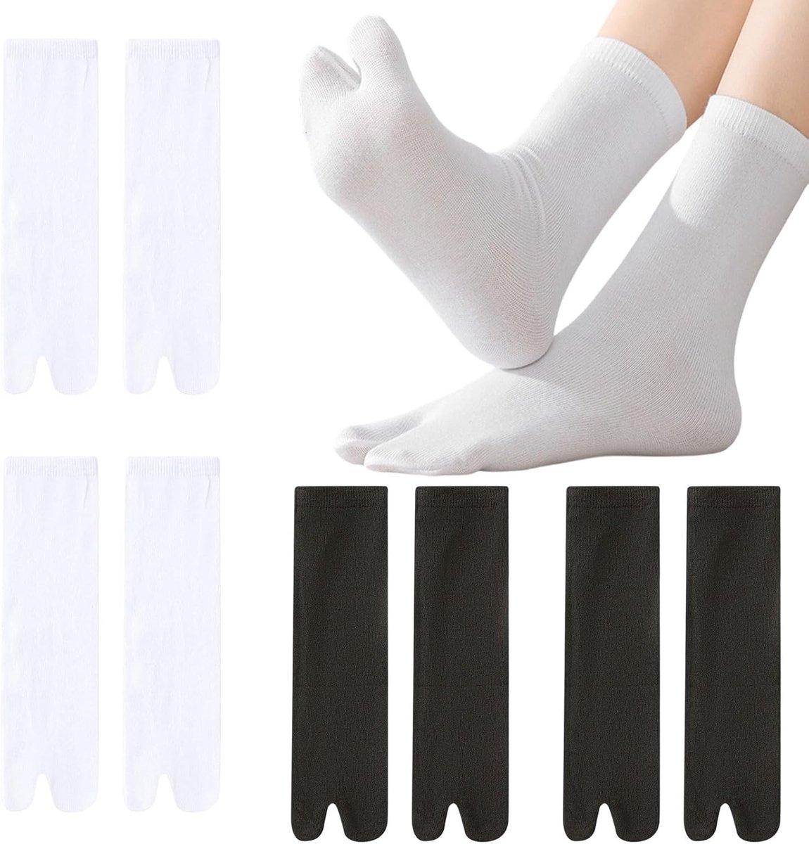 4 Paar Tabi Sokken Vrouwen, Tabi Flip Flop Sokken, Gedeelde Teensokken voor Damesvoor voor Dames en Meisjes