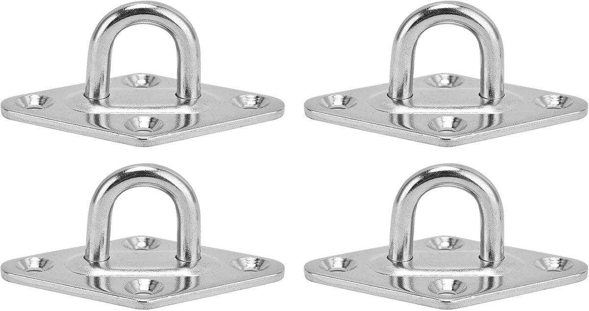 4 Stuks Plafondhaken Pad Ogen Plaat, 304 Roestvrij Stalen Oogplaat Plafond Muurbevestiging Haak, Maritieme Hardware Haken met Schroeven, voor Het Bevestigen van Hangmatten