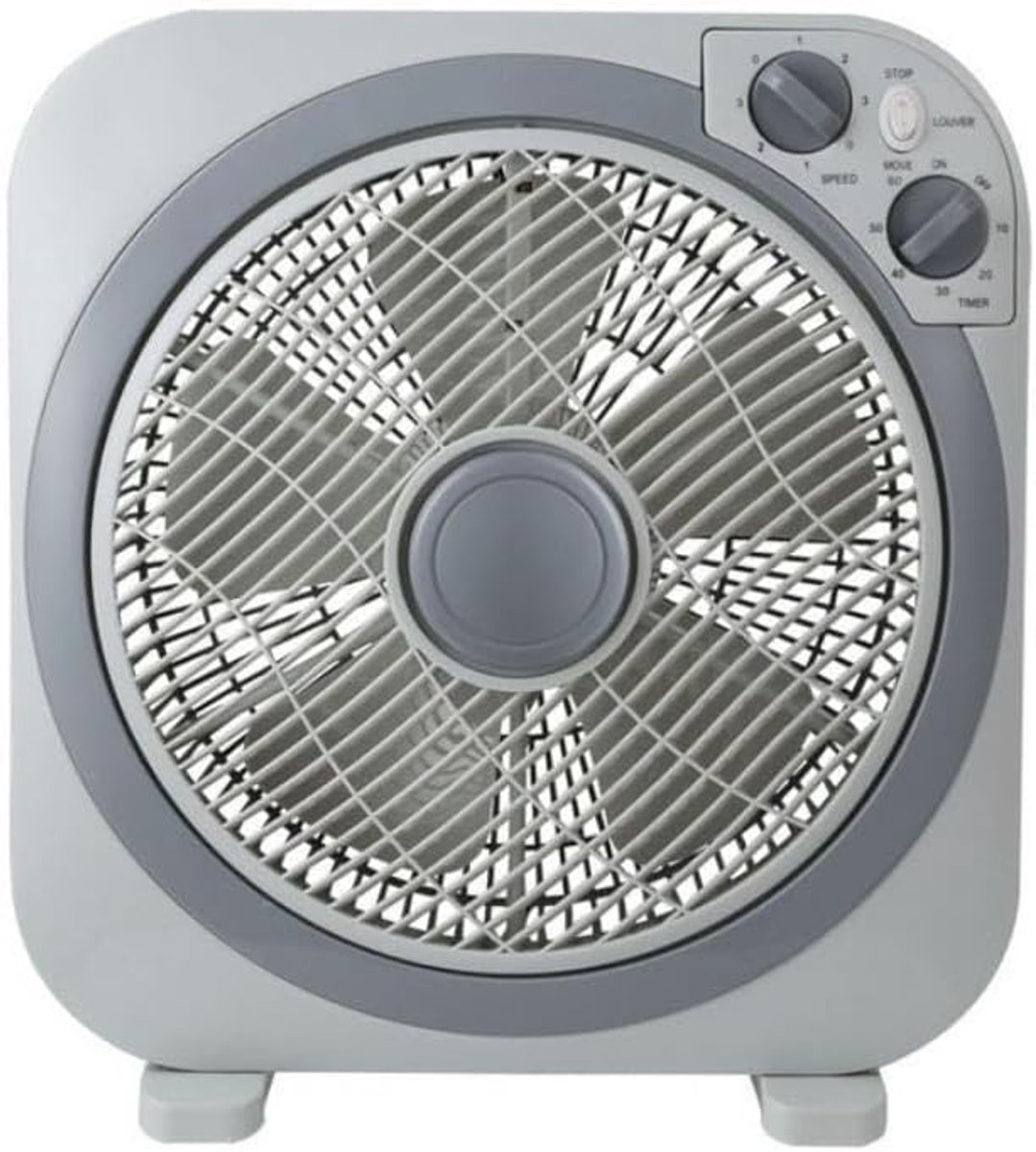 SnelShoppen - Box Fan Vloerventilator met Draaibare Diffuser, 3 Snelheden, Automatische Uitschakeling, Ideaal voor Thuis, Kantoor, Camping, Keuken, Sl