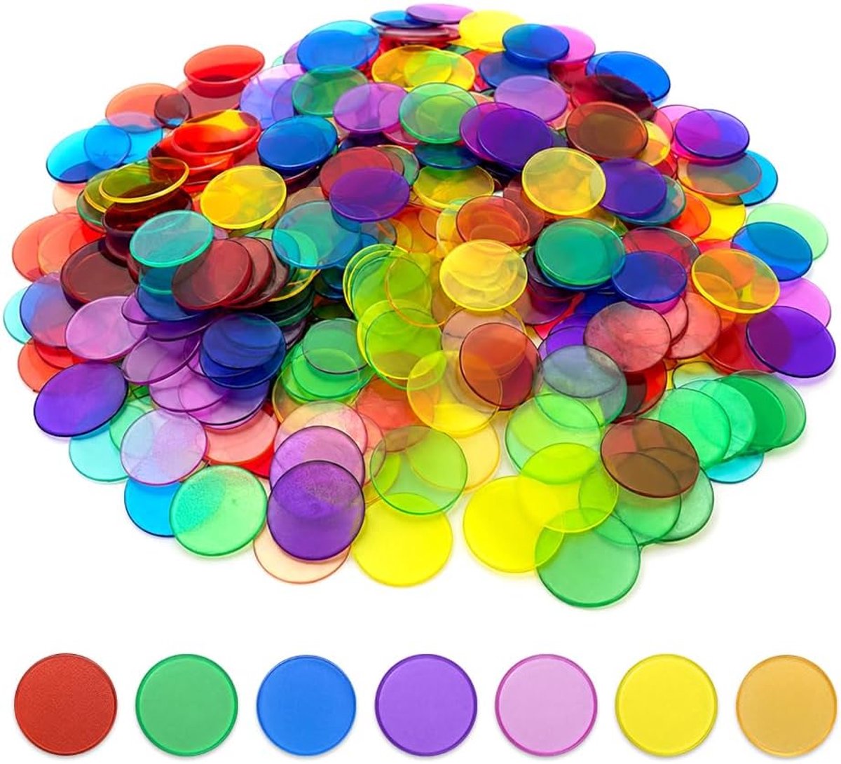 Bingo-chips, 19 mm, loto-chips van kunststof, transparant, herbruikbaar, bordspellen, accessoires voor wiskundespellen, leren