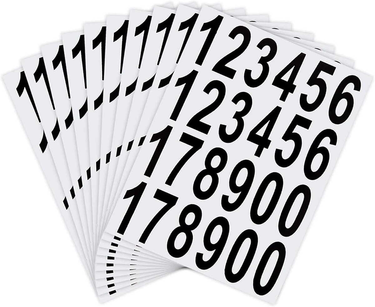 10 vellen zelfklevende brievenbusnummerstickers voor brievenbus, huis, deur, adresnummer, binnen of buiten (5,08 cm)