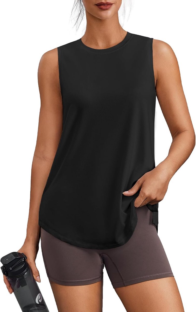 Dames sporttop, mouwloze sporttop, lichtgewicht yogatop met UPF 50+, sneldrogend fitnessshirt, ademend hardloopshirt, trainingssportkleding